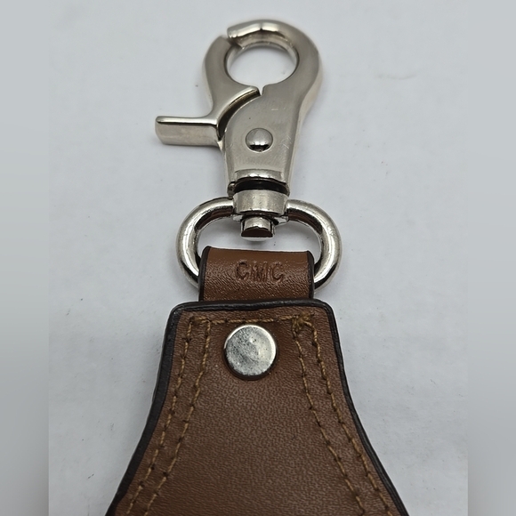 CMC Talega Golf Club Clip On Watch Bag Tag Silver Tone Brown Leather New Battery - Picture 7 of 10